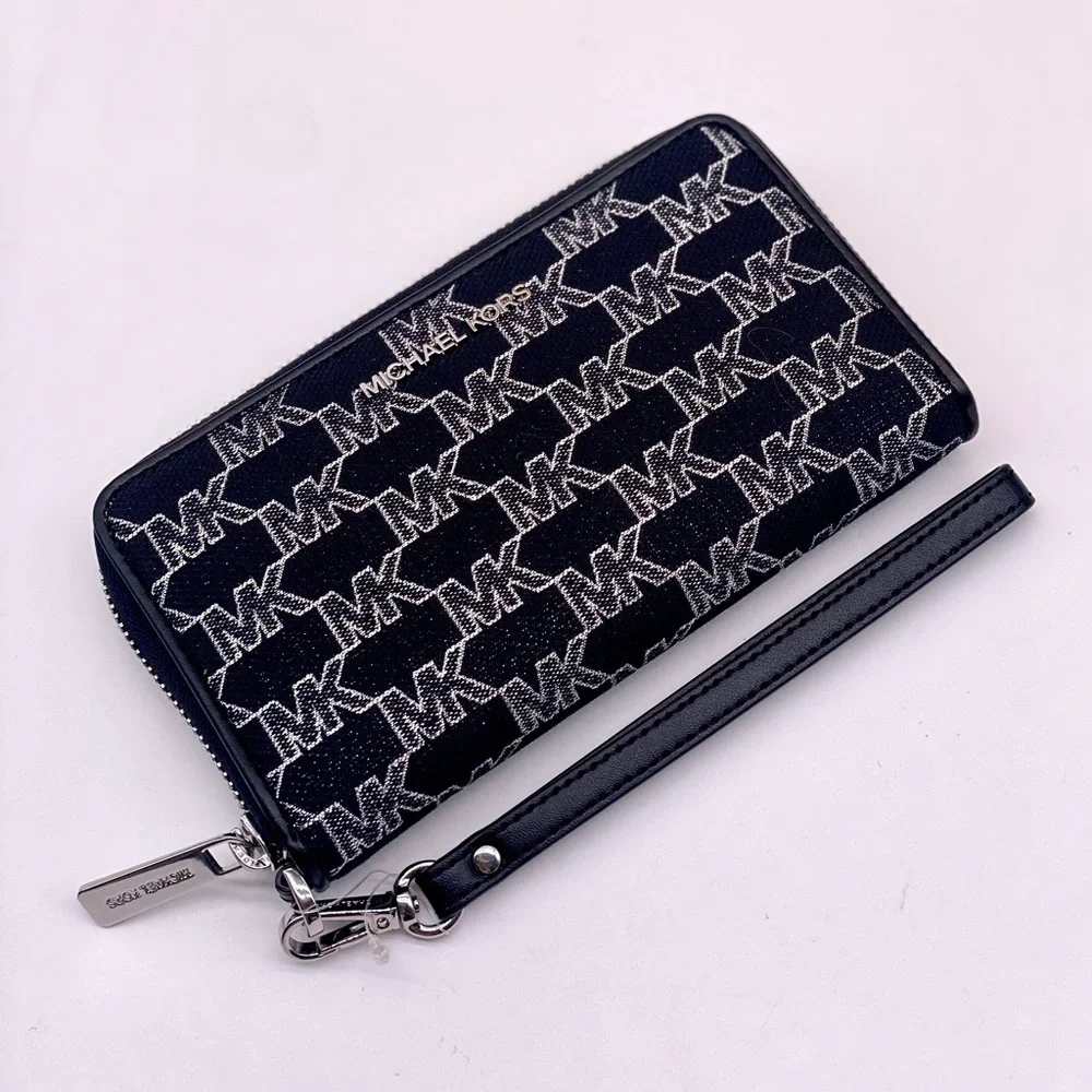 Michael Kors Jet Set Travel Wallet Phone Case Wristlet Glimmer MK Print